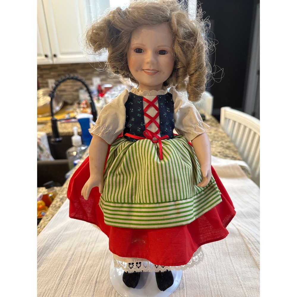 Vintage Porcelain Collector‎ Doll 15 Inch Traditional European Folk Dress Stand